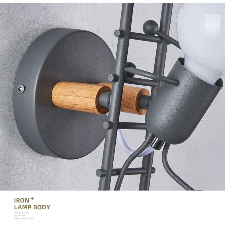Wrought Iron Stair Climbing Wall Lamp