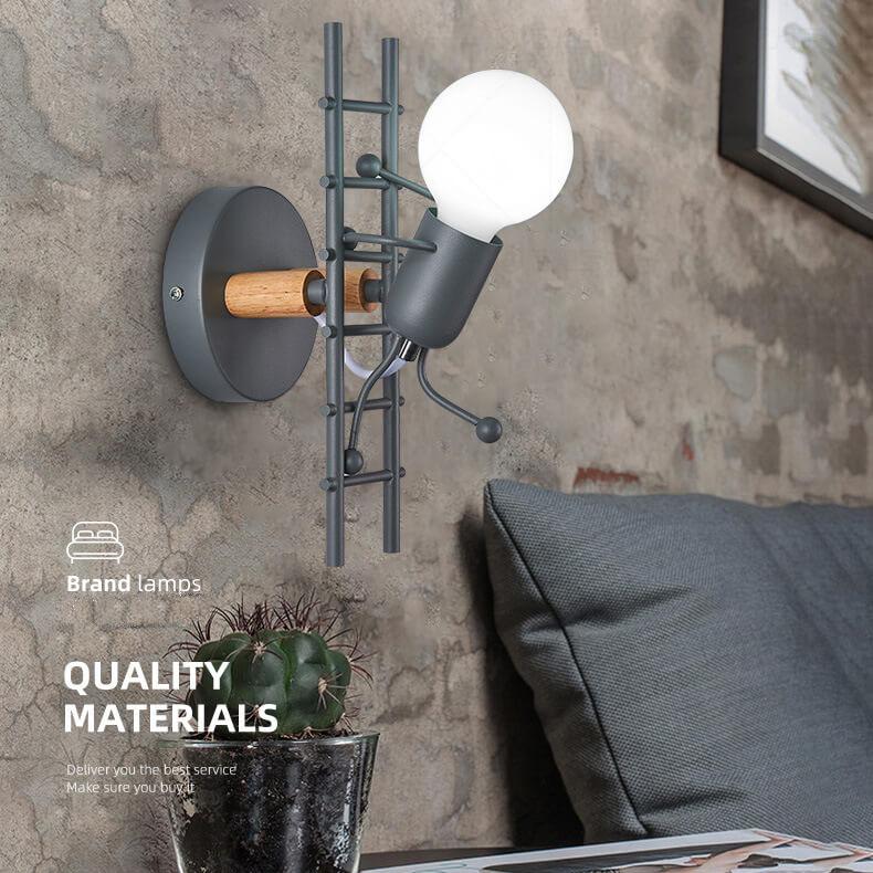 Wrought Iron Stair Climbing Wall Lamp