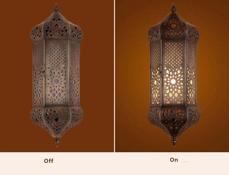 Hollowed Column Copper Moroccan Wall Lamp