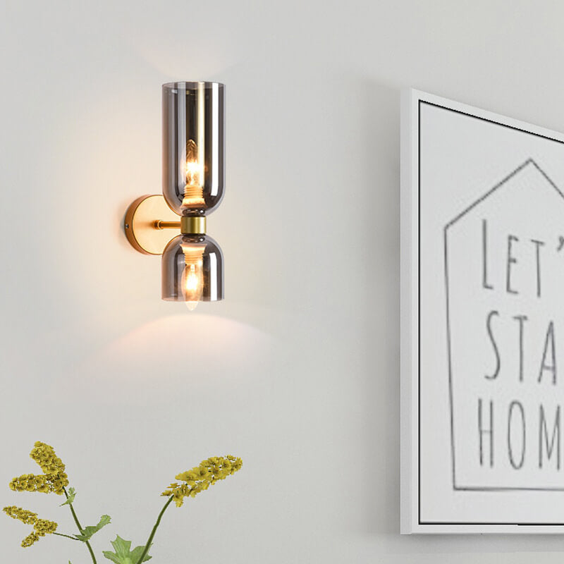 Cylindrical Glass 2-Light Wall Lamp