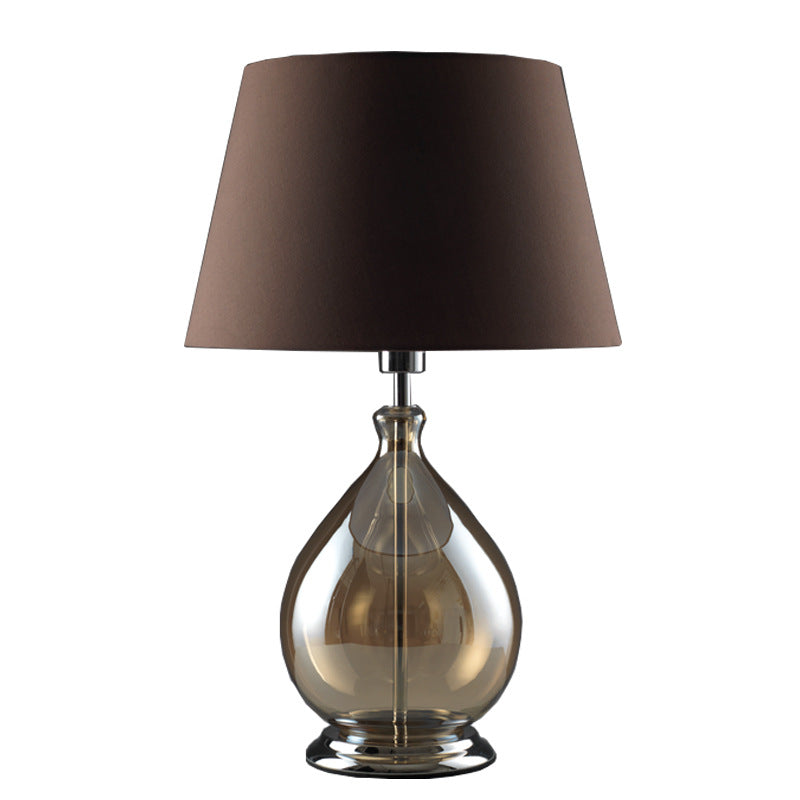 Cognac Fabric Glass Table Lamp
