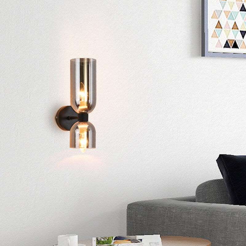 Cylindrical Glass 2-Light Wall Lamp