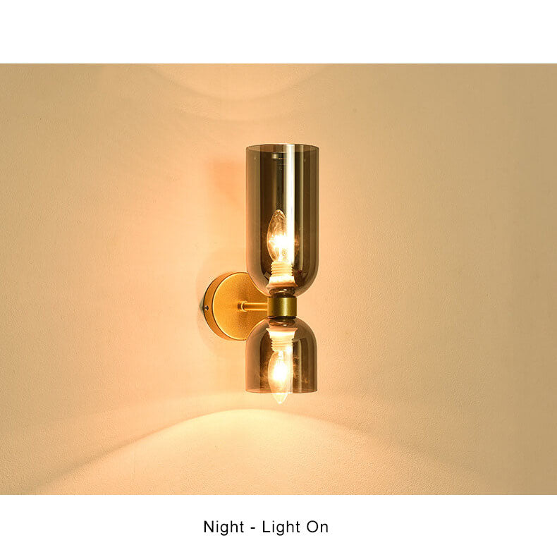 Cylindrical Glass 2-Light Wall Lamp