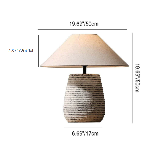 Cone Fabric Ceramic Column Table Lamp