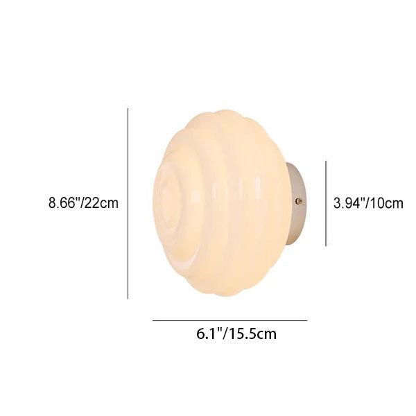 Cream Wave Round Glass Wall Lamp