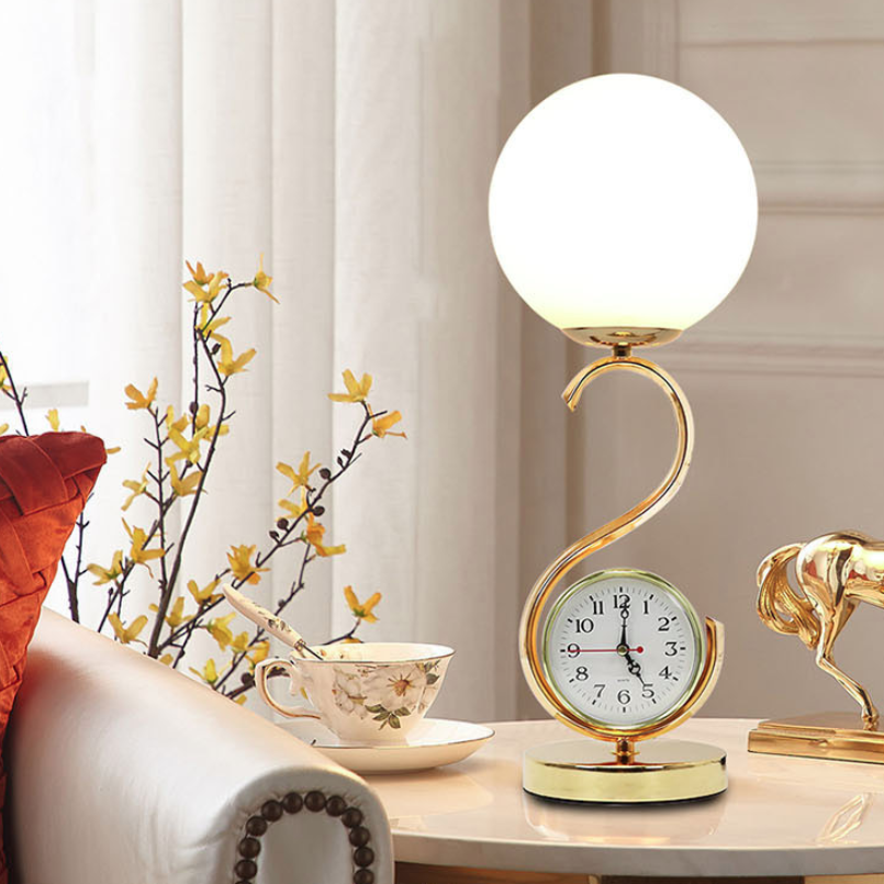 Orb Clock Iron Glass Table Lamp