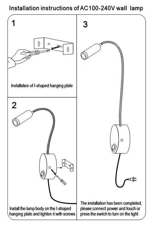 Hose Rotatable Reading Wall Lamp