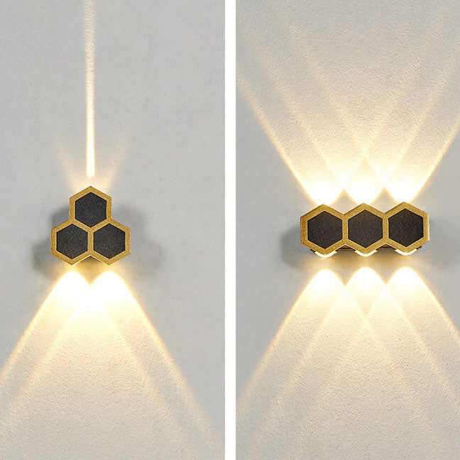 Hexagonal Combination Black Gold Outdoor Light