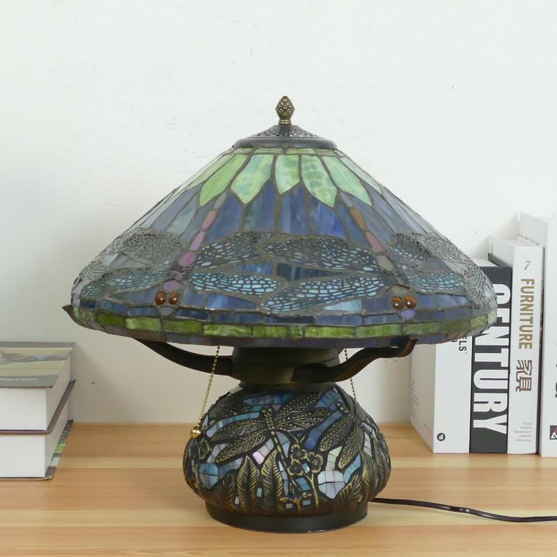 Iron Glass Conic Dragonfly 2-Light Table Lamp