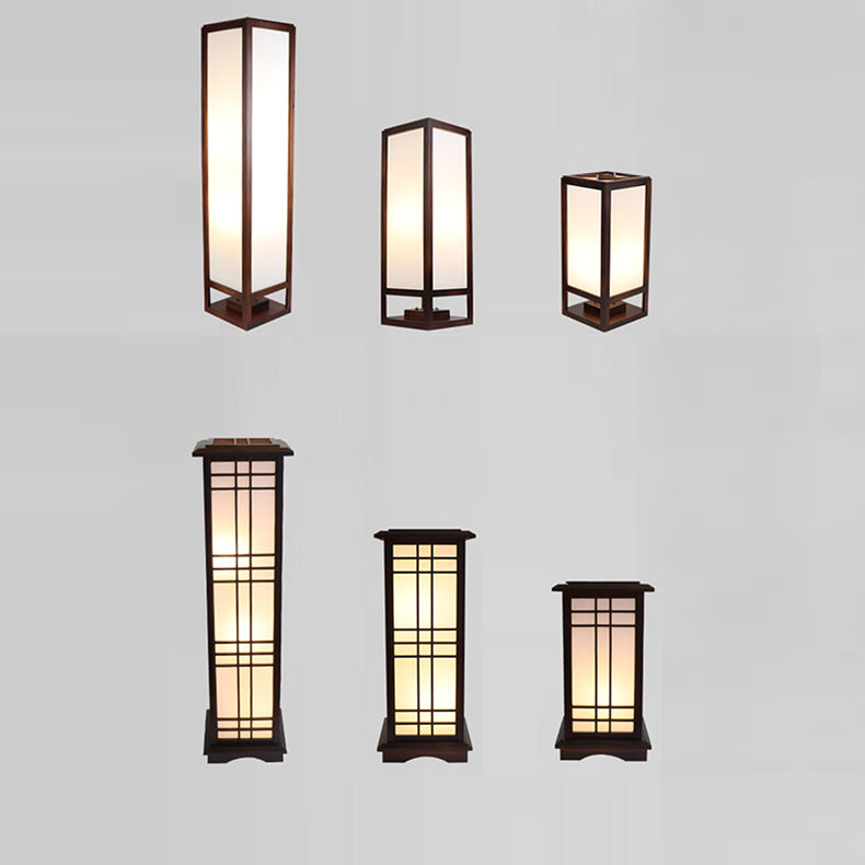 Traditional Chinese Rectangular Parchment Floor Lamp