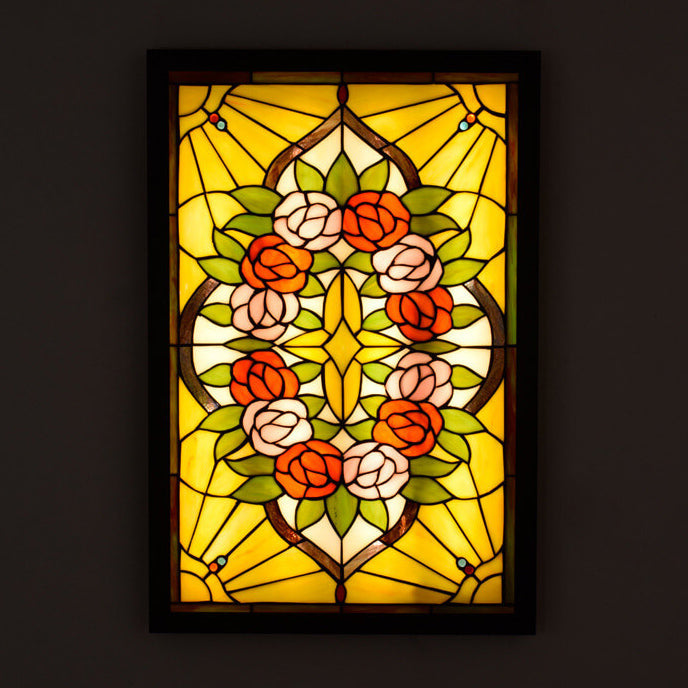 Pastoral Rose Pattern Mural Wall Lamp