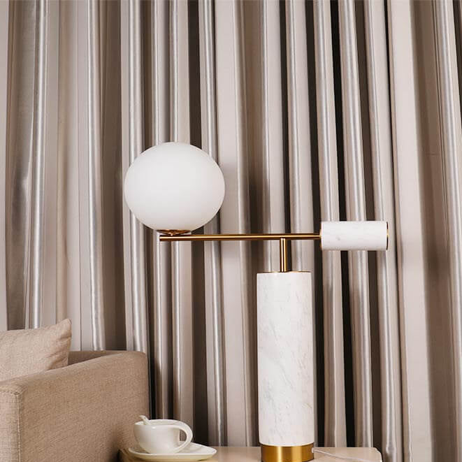 Marble Texture Cylindrical Glass Table Lamp