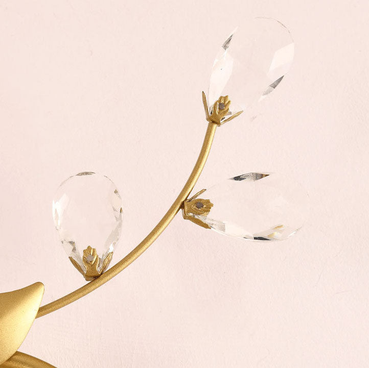 Flower Hardware Glass Crystal 2-Light Wall Lamp