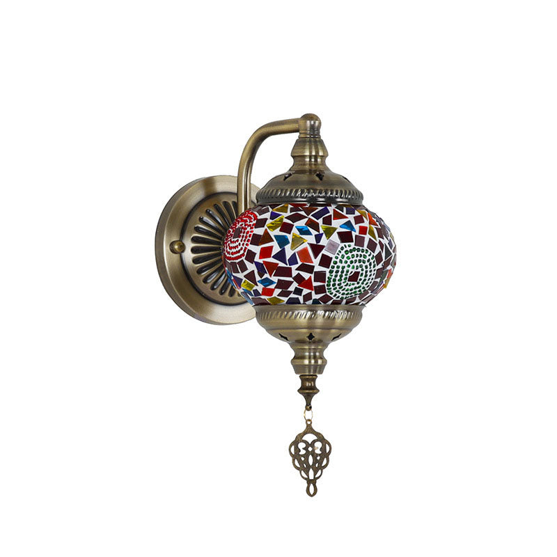 Iron Glass Mosaic Globe Wall Lamp