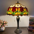 Flowers Stained Glass 2-Light Table Lamp