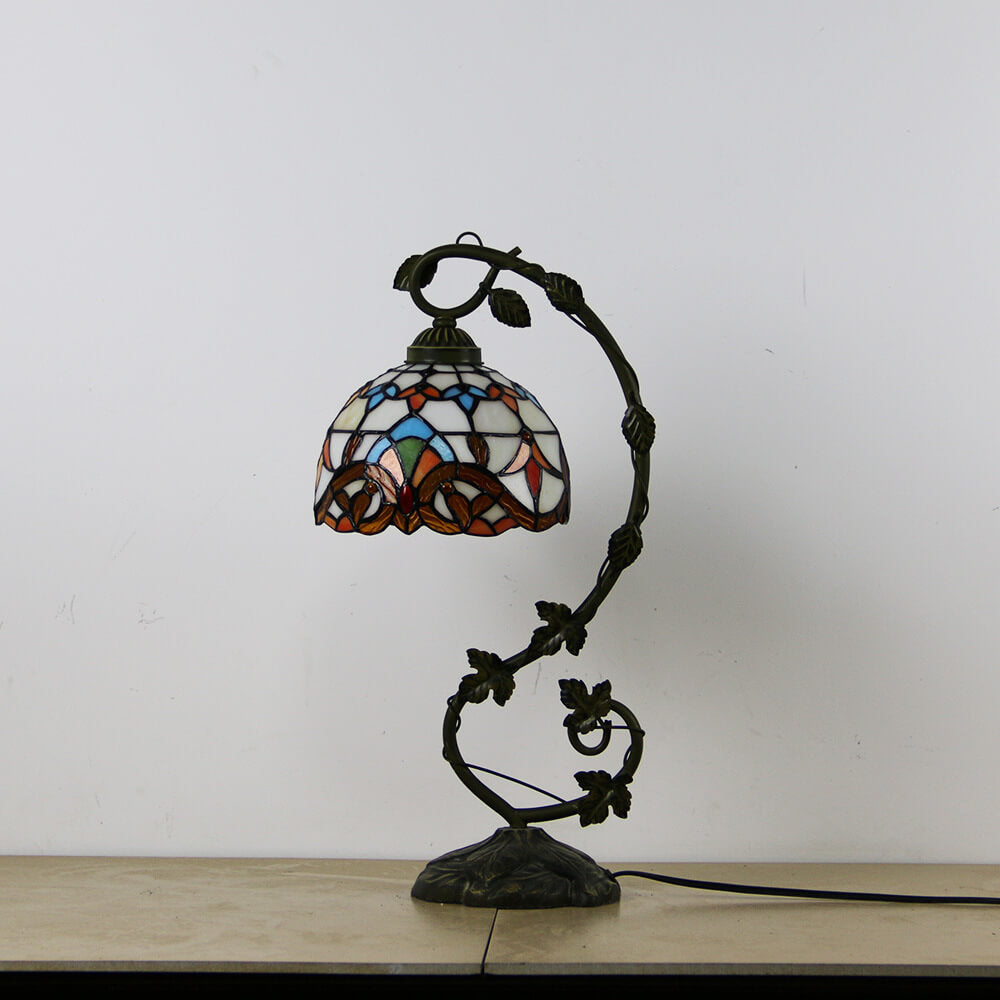Rose Stained Glass Vine Table Lamp