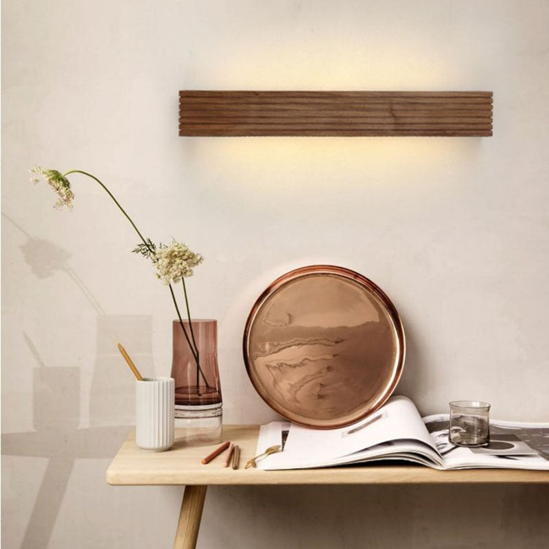 Striped Wood Cuboid Vanity Wall Lamp