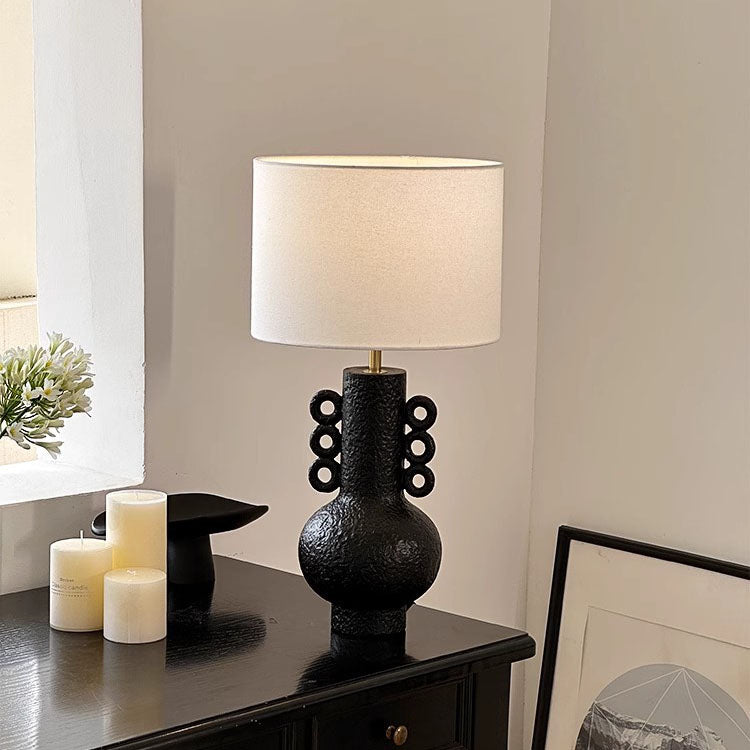 Drum Fabric Jug Resin Table Lamp