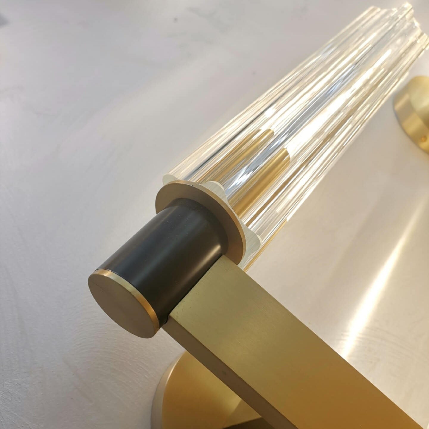 Minimal Brass Crystal Column Wall Lamp