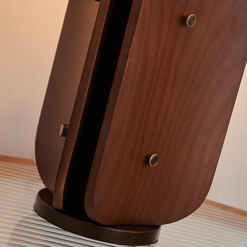 Style Umbrella-Shaped Wood Brass Table Lamp