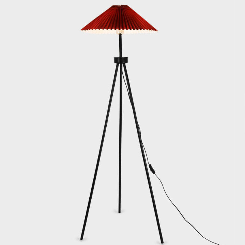 Pleated Canvas Iron Tripod Floor Lamp