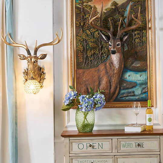 Deer Head Resin Wall Lamp