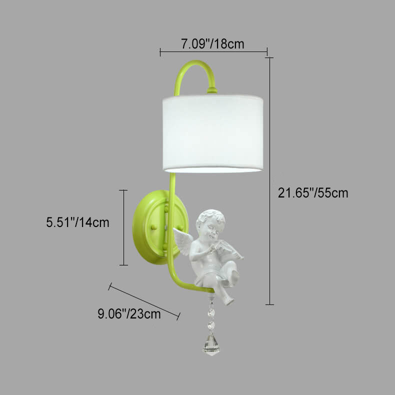 Cream Angel Iron Crystal Wall Lamp