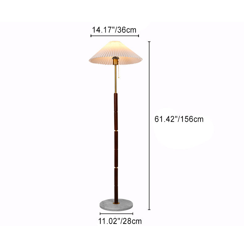 Plastic Pleated Conical Marble Floor Lamp