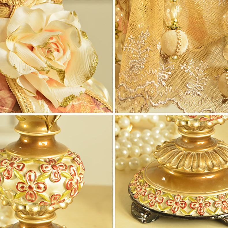 Sculpted Floral Resin Iron Table Lamp