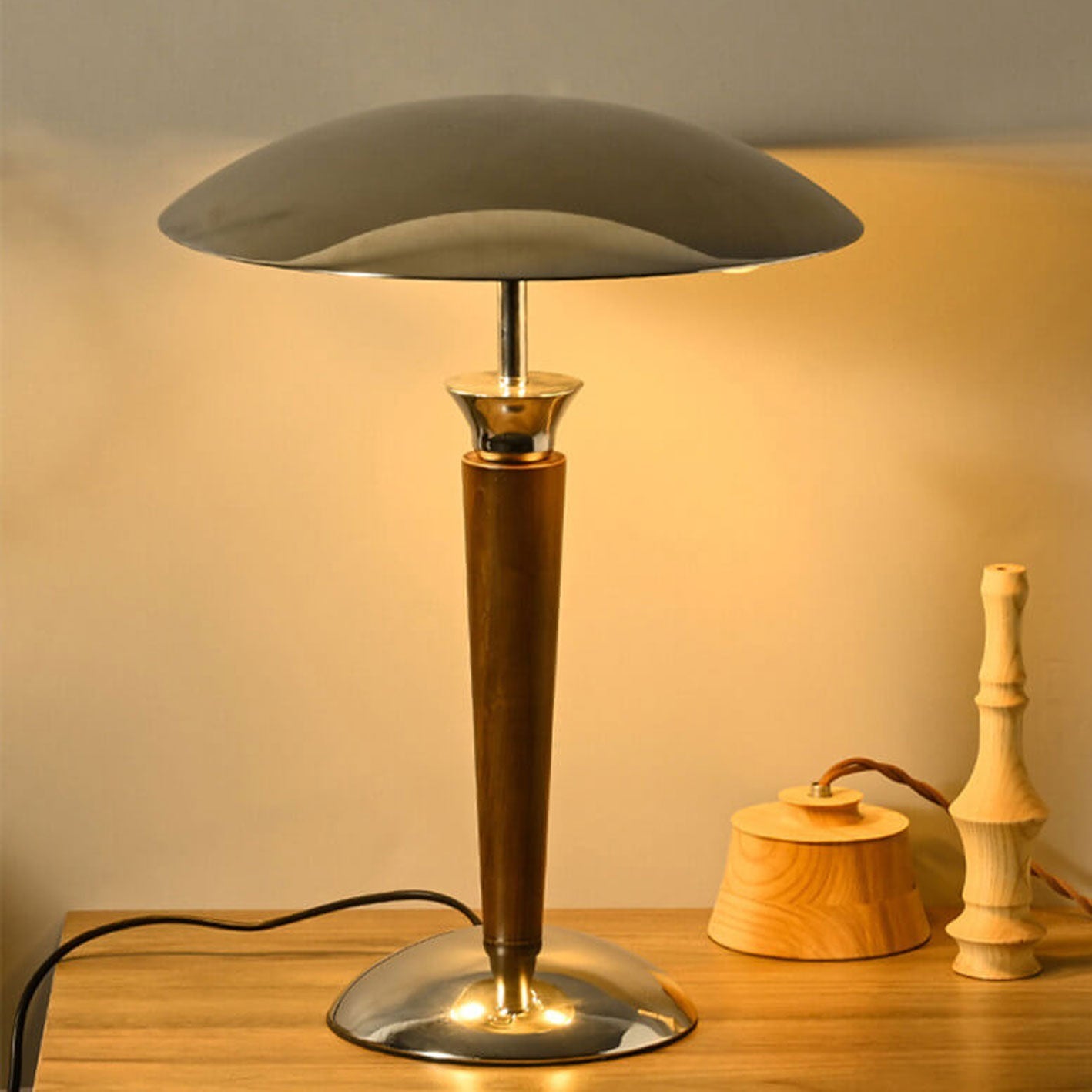 Solid Wood Hardware Table Lamp