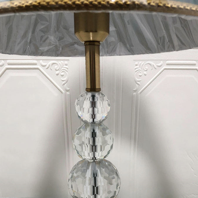 Cylinder Metal Crystal Fabric Table Lamp