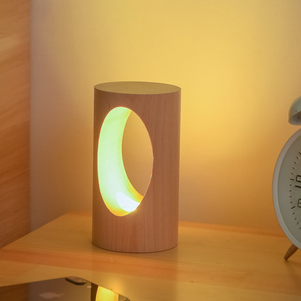 Solid Wood Rectangular Column Table Lamp