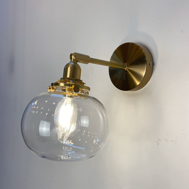 Round Ball Glass Brass Wall Lamp