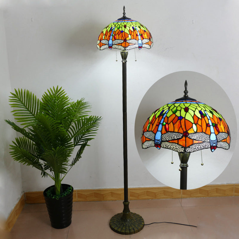Column Iron Glass Living 3-Light Floor Lamp