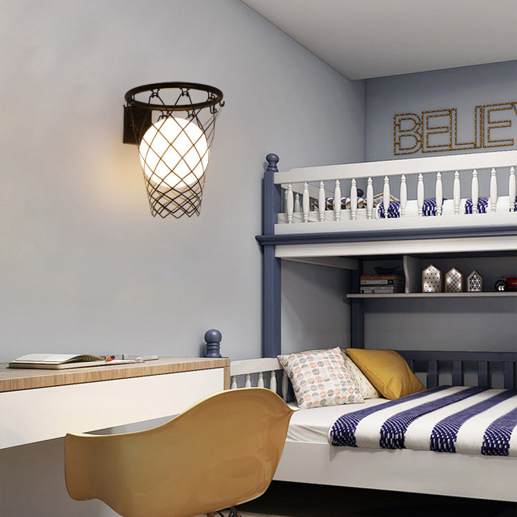 Kids Iron Glass Basketball Wall Lamp
