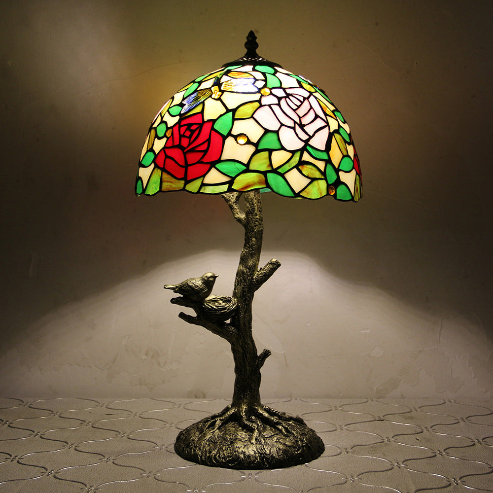 Dome Flower Hardware Stained Table Lamp