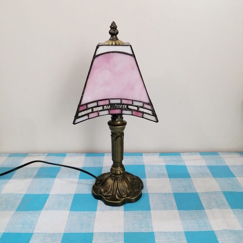 Square Stained Glass Iron Table Lamp