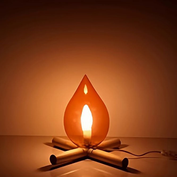 Fire Wood Glass Living Table Lamp