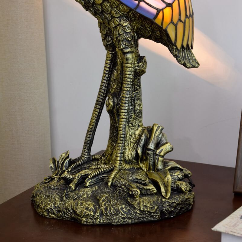 Crane Umbrella Resin Stained 3-Light Table Lamp