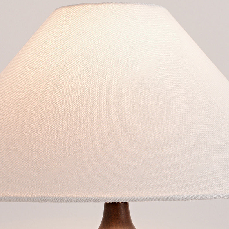 Ash Wood Linen Trapezoid Table Lamp