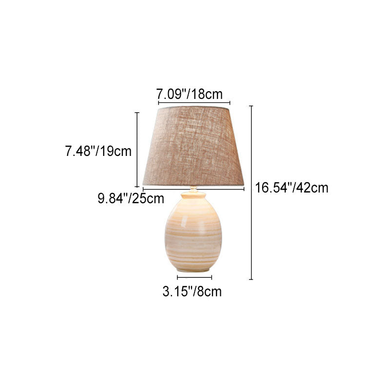 Oval Pot Ceramic Fabric Table Lamp