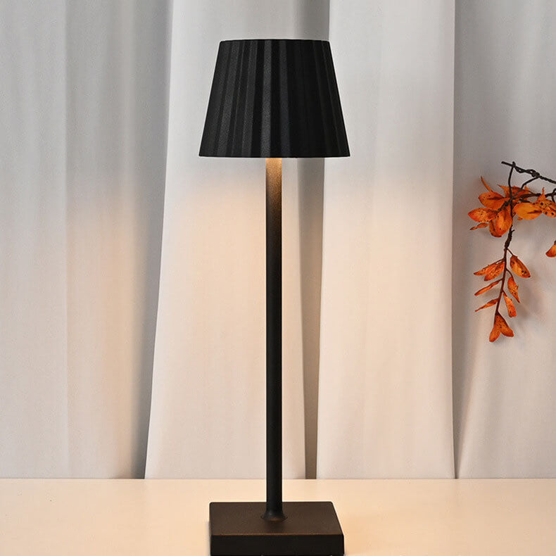 Aluminum Pleated Cone Touch Table Lamp