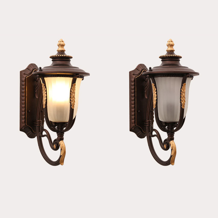 Coffee Gilded Aluminum Glass Outdoor Light