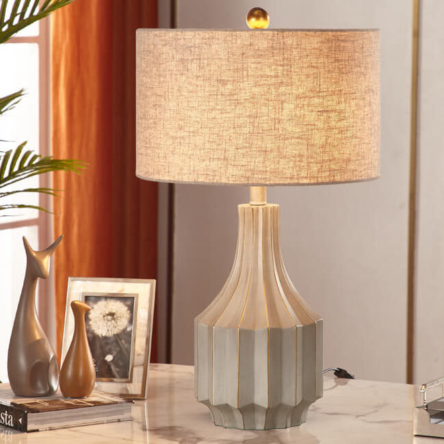 Solid Color Resin Fabric Table Lamp