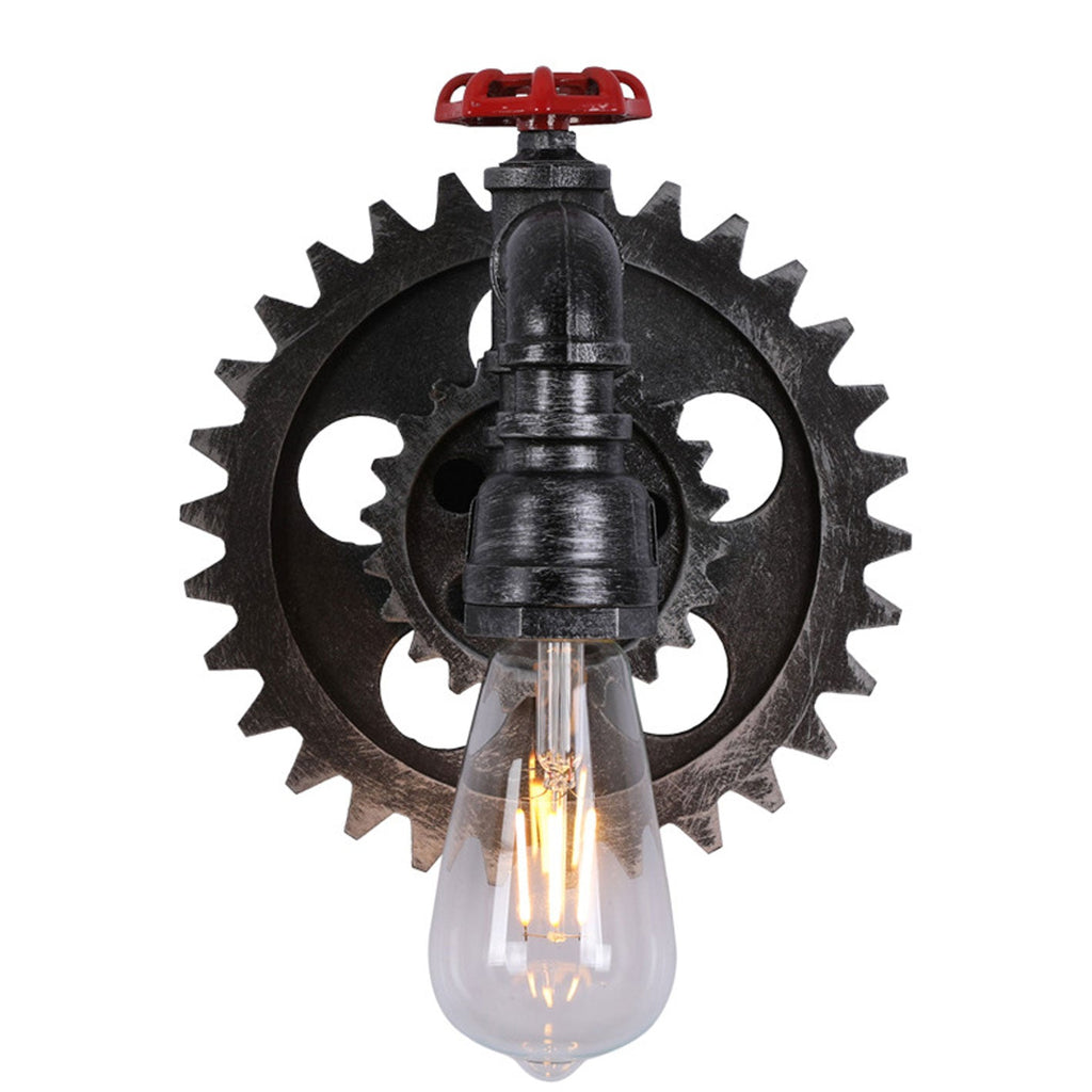 Gear-shaped Wrought Iron Wall Lamp
