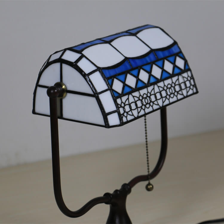 Geometric Stained Glass Bank Table Lamp