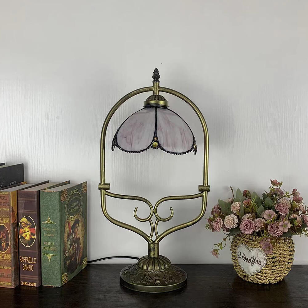 Flower Stained Glass Metal Table Lamp