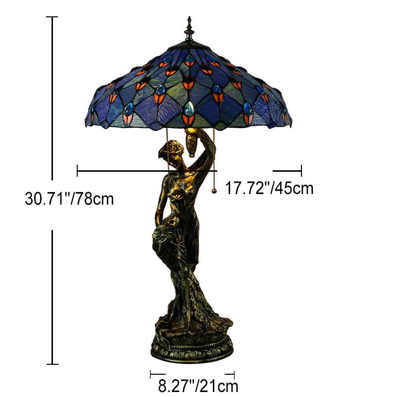 Stained Glass Beauty Resin 2-Light Table Lamp