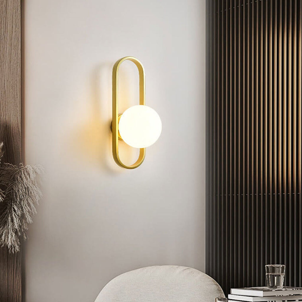 Oval Ring Iron Glass Wall Lamp
