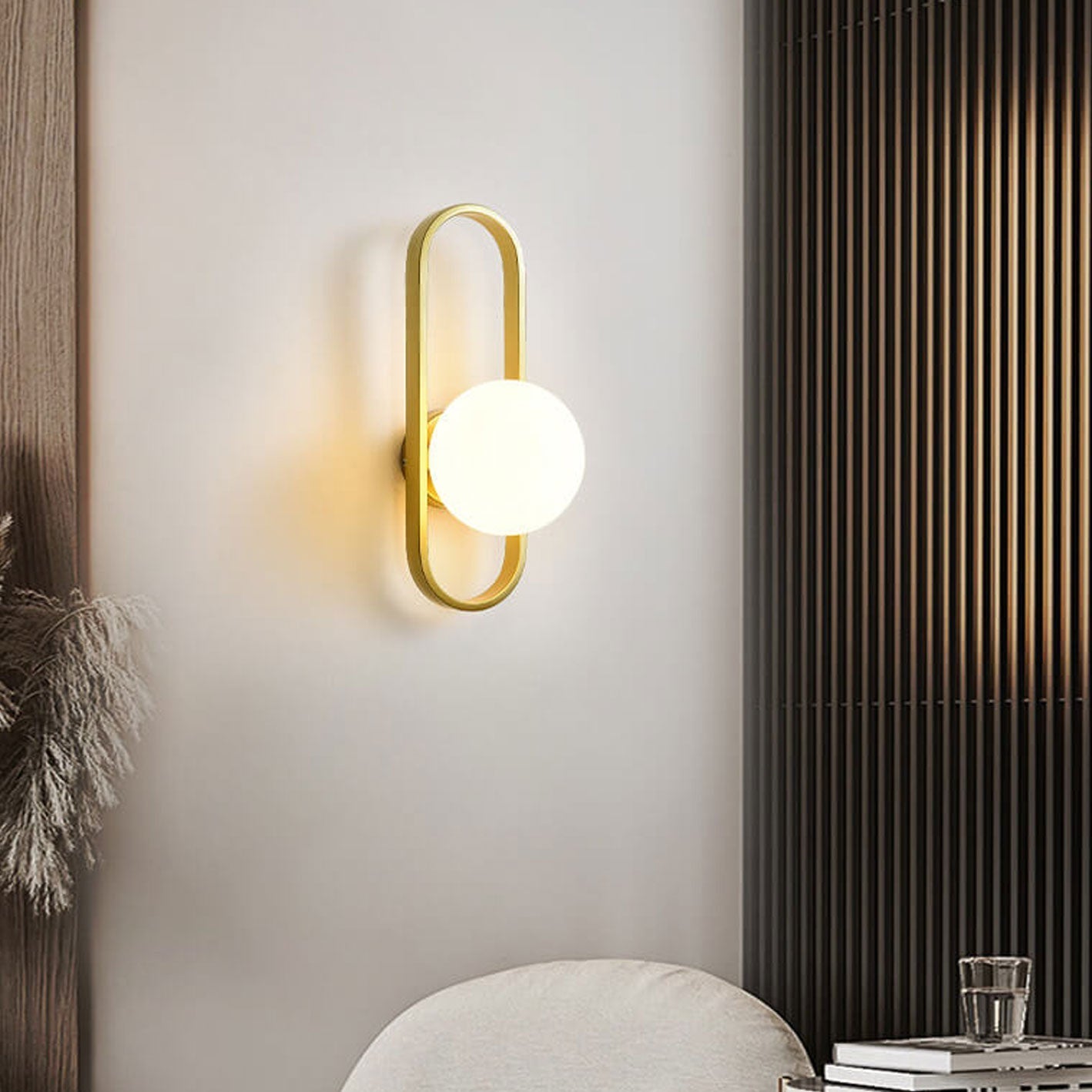 Oval Ring Iron Glass Wall Lamp
